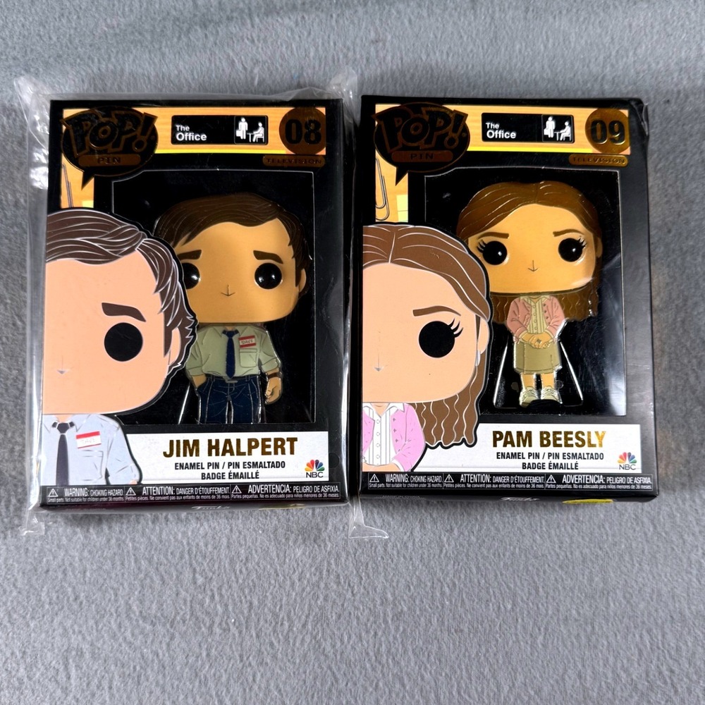 NIB Funko Pop Pins The Office Jim Halpert Pam Beesly Set 08 09 NBC Merch
